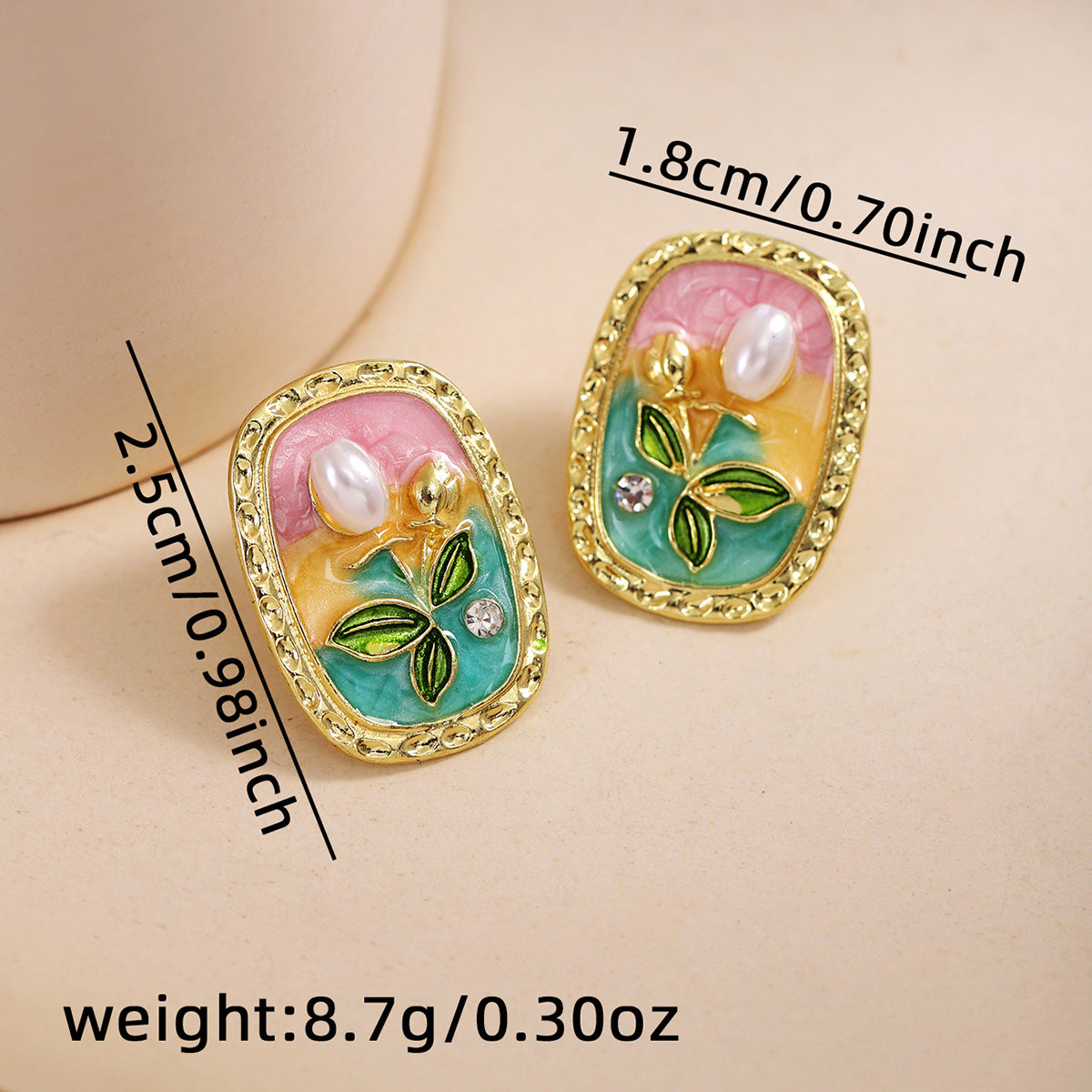 Pre Order:  Flower Oval Oil Drop Earrings