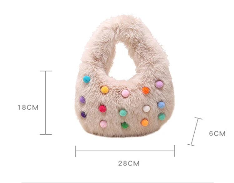 Pre Order:  Multicolor Fur Balls Cloud Bag