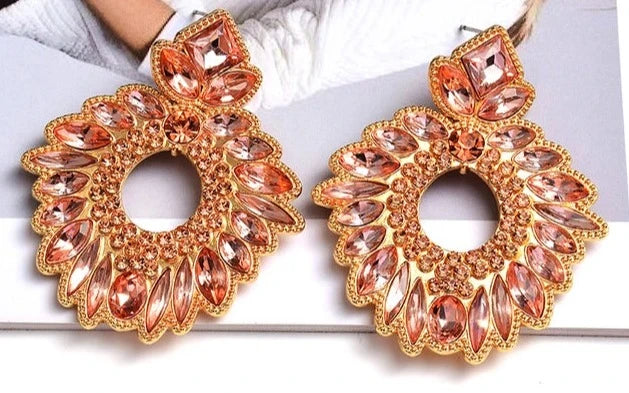 Pre Order:  Rhinestone Wreath Drop Earrings