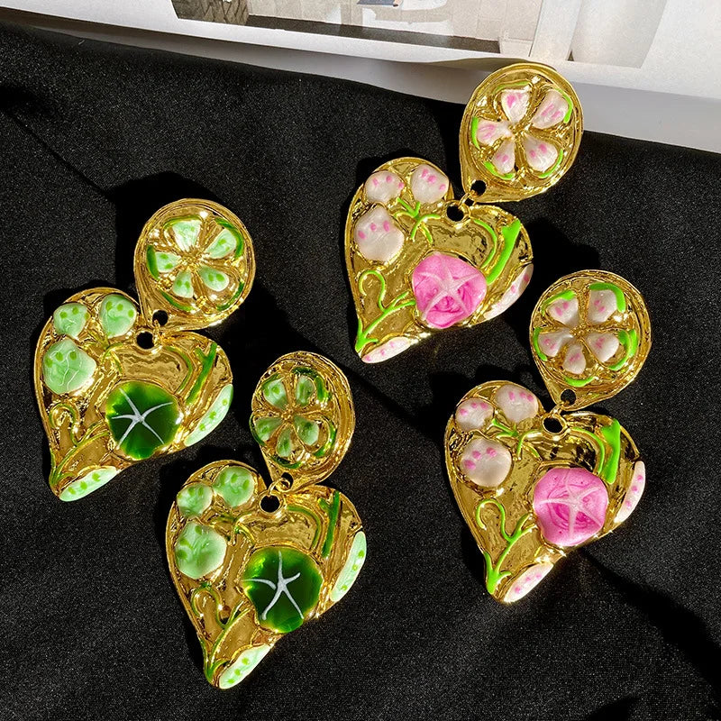 Pre Order:  Heart Shaped Flower Clip Earrings