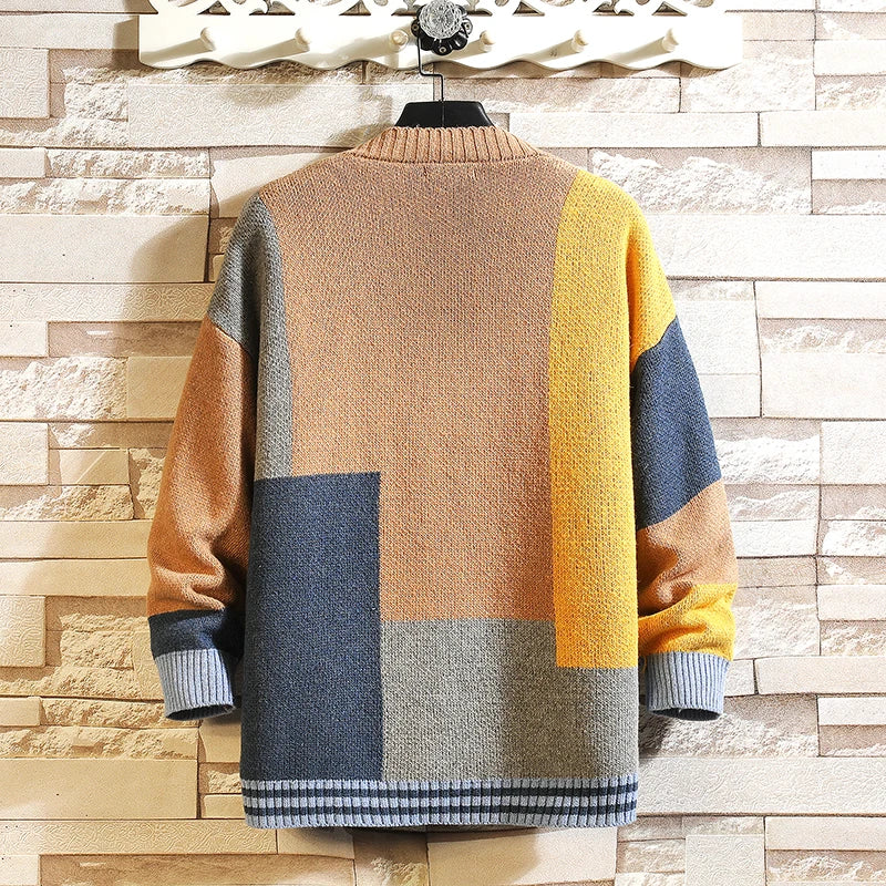 Pre Order:  Multicolor Grids Knitted Cardigan