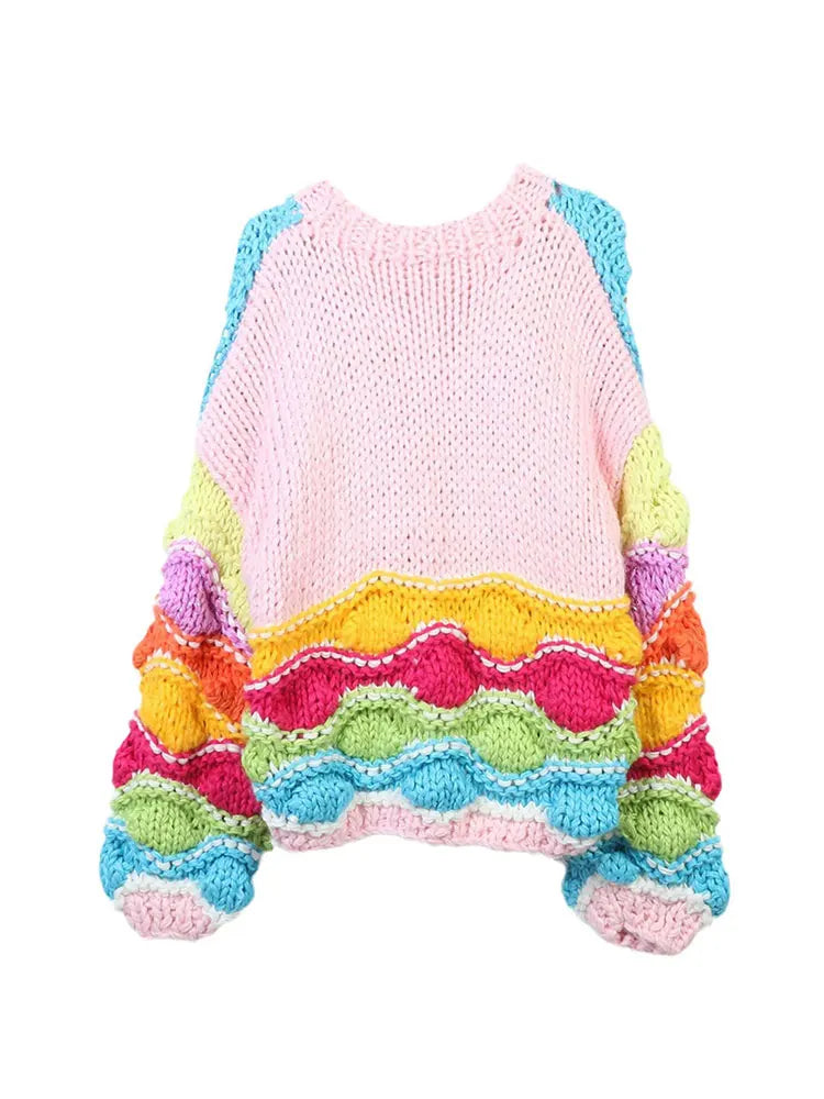 Pre Order:  Colorful Chunky Knit Wool Cardigan