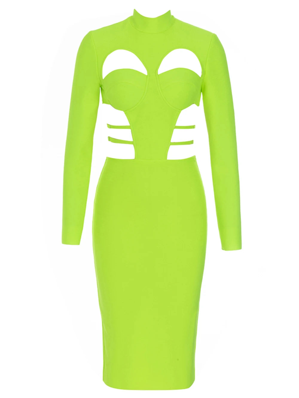 Pre Order:  Green Hollow-Out Slim-Fit Midi Dress