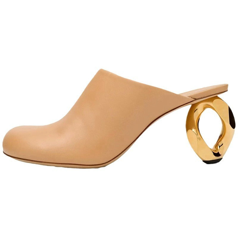 Pre Order:  Round Toe Irregular Heel Mule Shoes