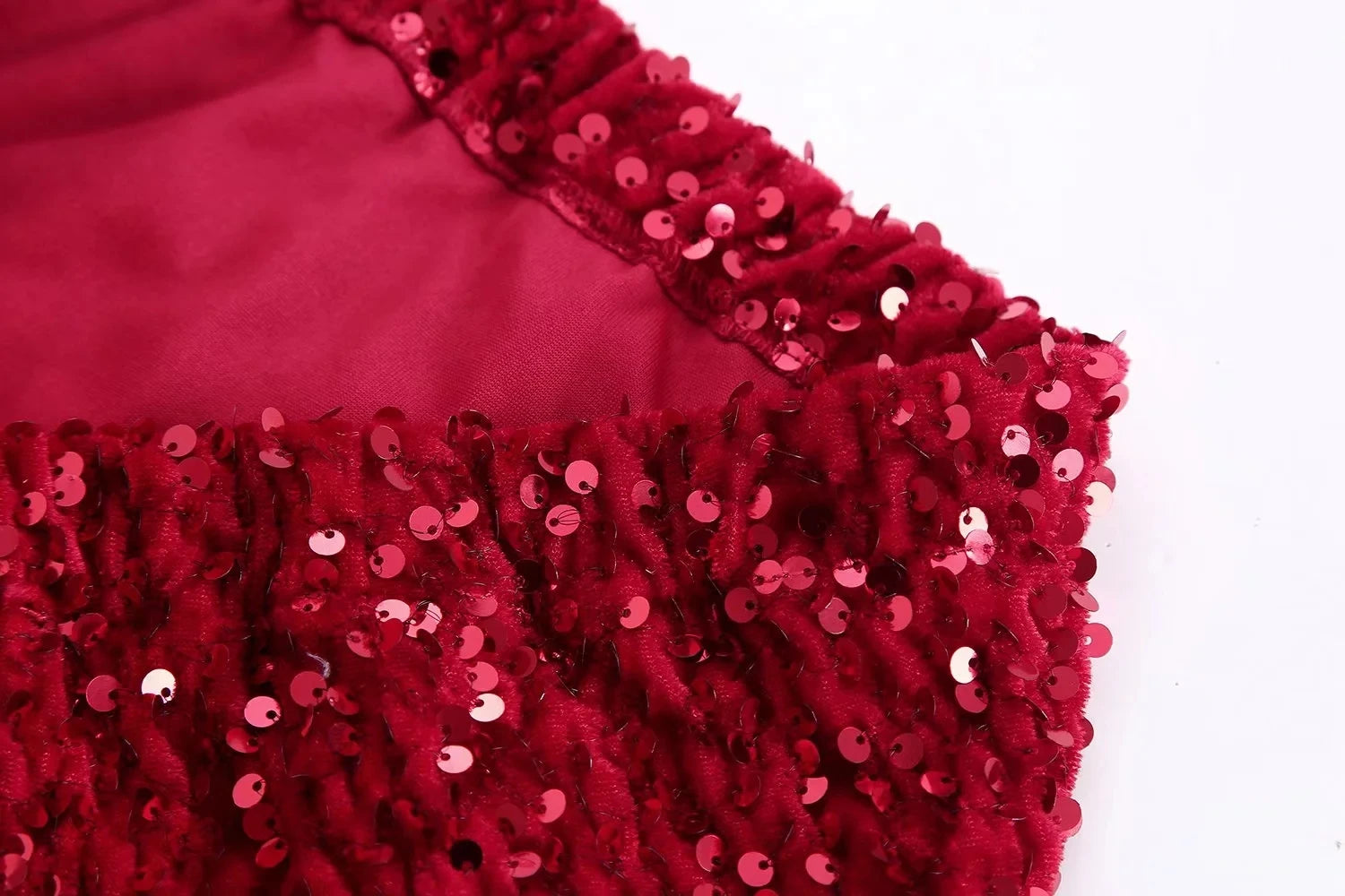 Red Sequin Midi Skirt