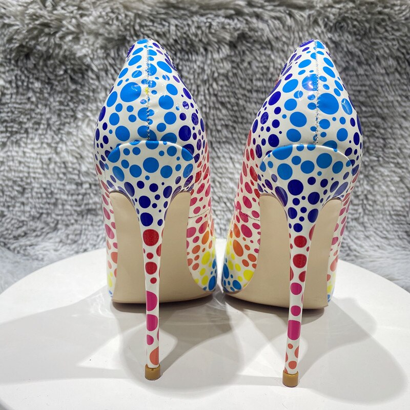 Pre Order:  Multicolor Polka-Dots Printed Patent Pointed-Toe Shoes