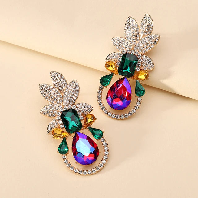 Pre Order:  Pineapple Rhinestones Dangle Drop Earrings