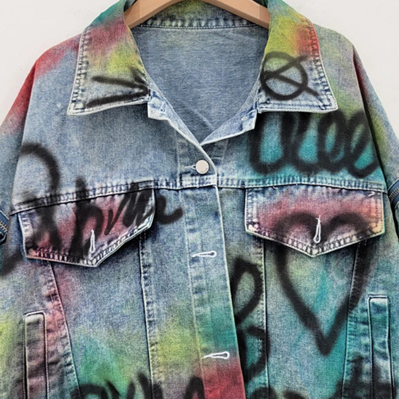 Pre Order:  Graffiti on Denim  Long Back Jacket