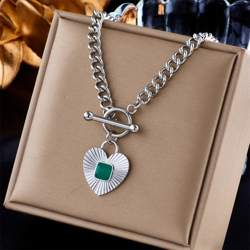 Pre Order:  Heart Pendant Toggle Lock Necklace