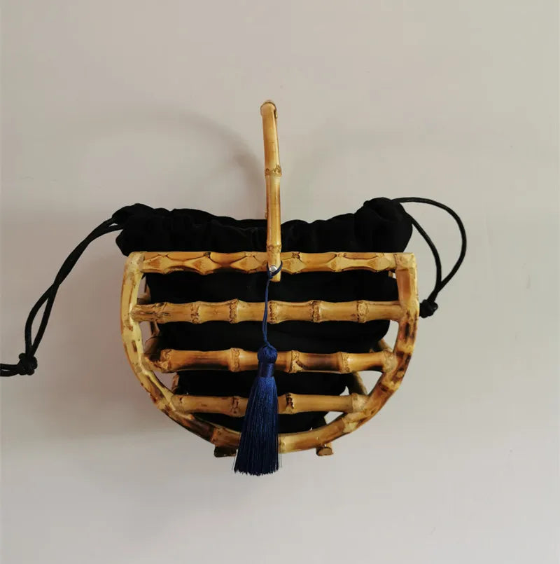 Pre Order:  Handmade Tassel Bamboo Knot Bucket Handbag