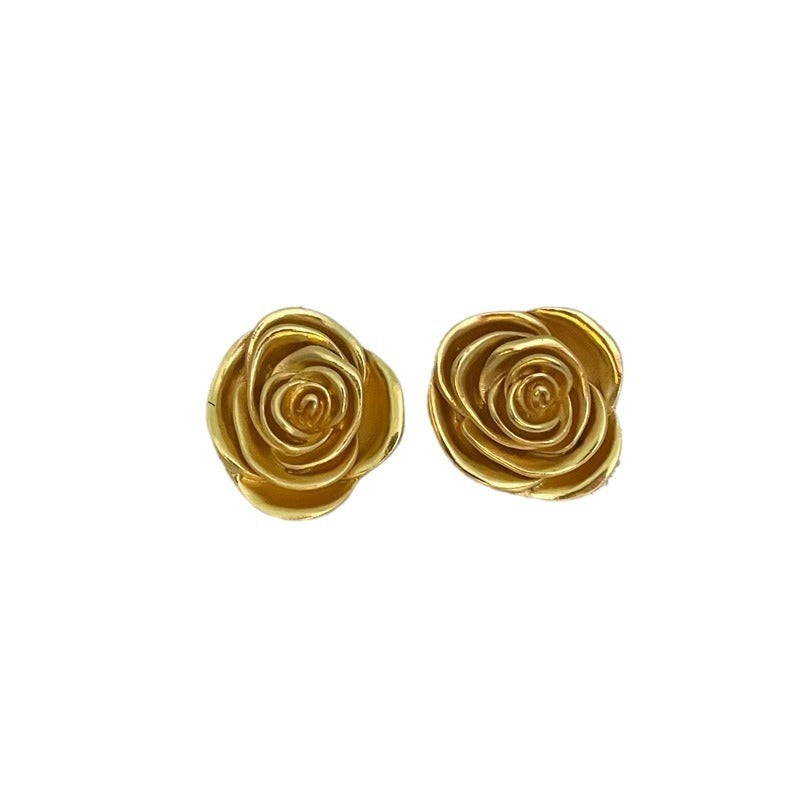 Pre Order:  Retro Gold Rose Earrings