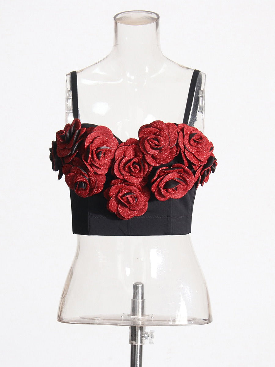 Pre Order:  3D Rose Blossom Cropped Corset Tank