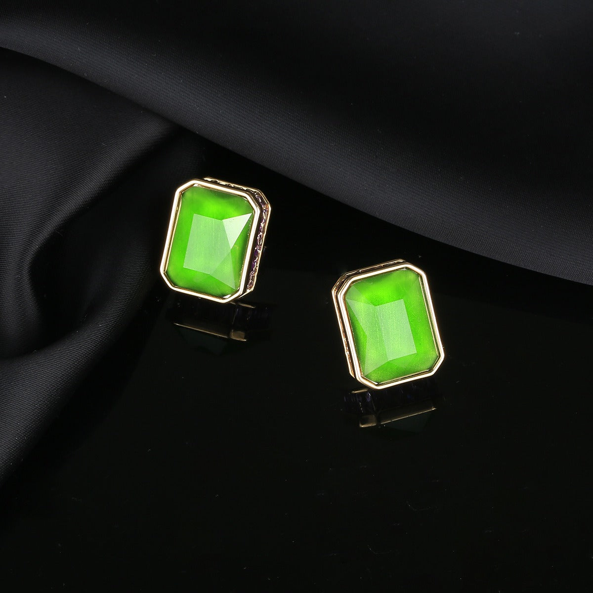 Pre Order:  Gemstone Inlaid Zircon Geometric Earrings