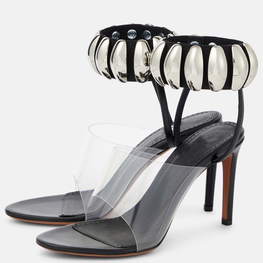 Pre Order:  Round Toe Metal Buckle Transparent PVC Open Toe Sandals