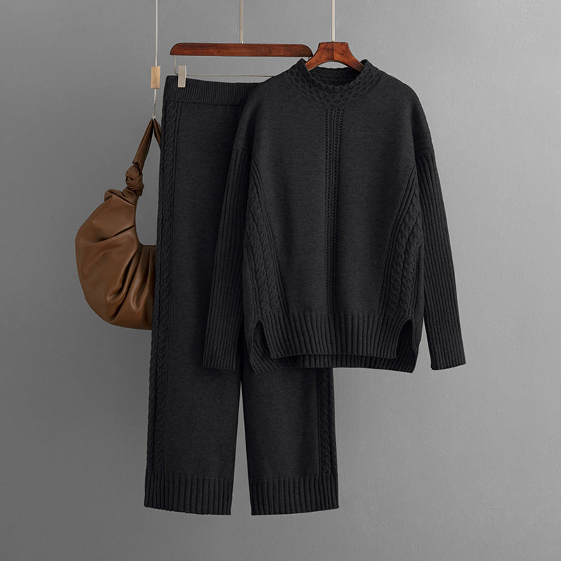 Pre Order:  Casual Solid Loose Knit Sweater + Pants Set