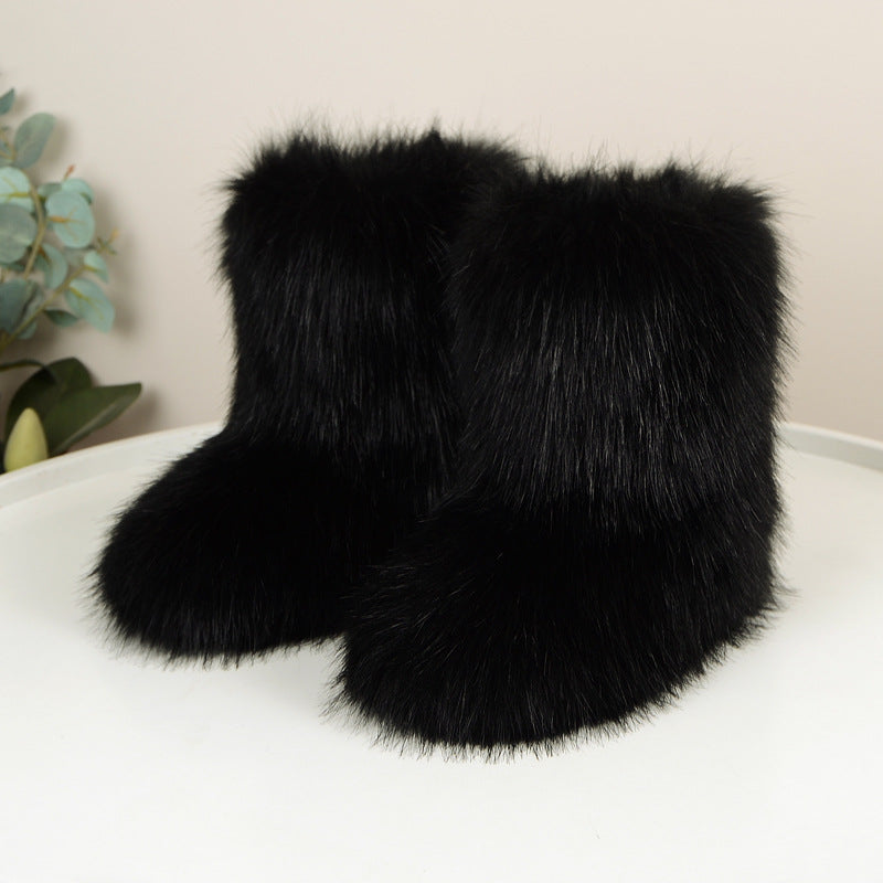 Fluffy Fur Slip On Boots