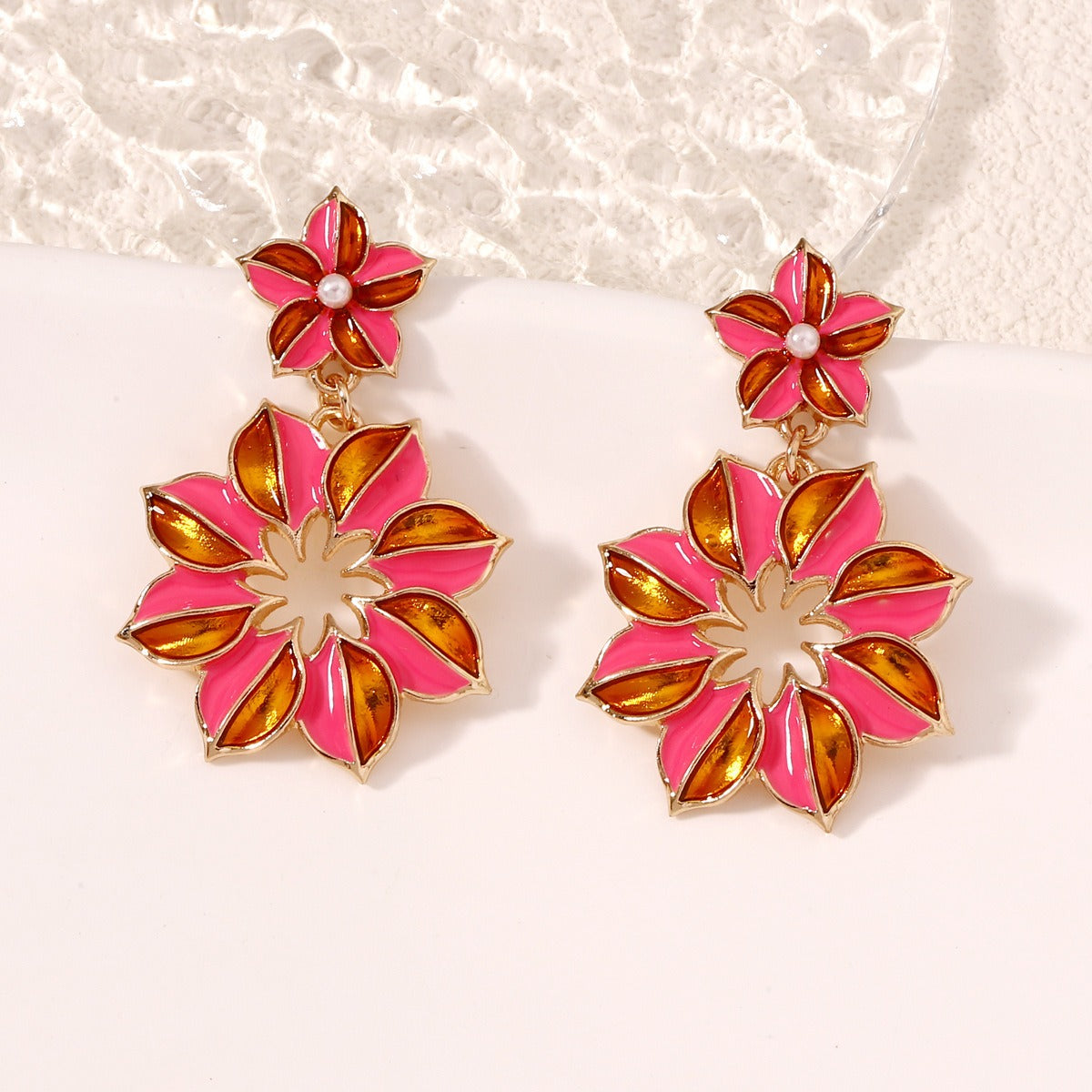 Pre Order:  Retro Exaggerated Flower Earrings