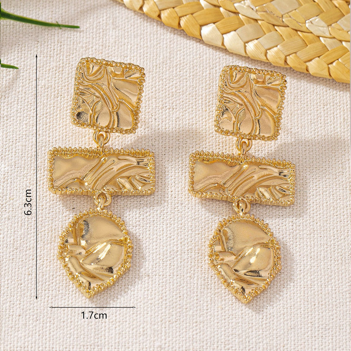 Pre Order:  Geometric Embossed Alloy Earrings