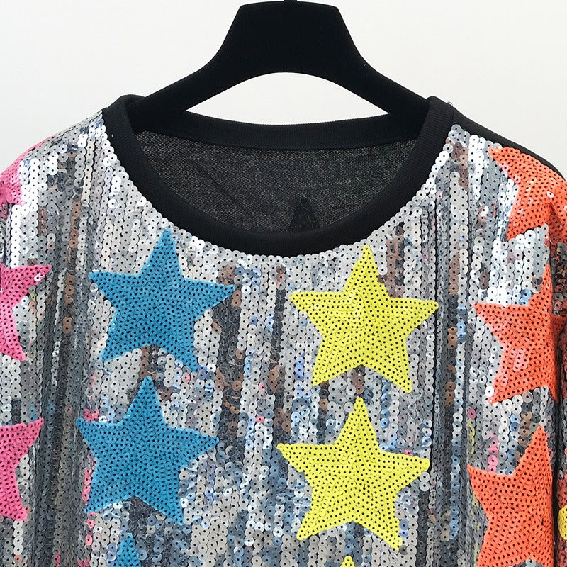 Star Sequin Loose T-Shirt