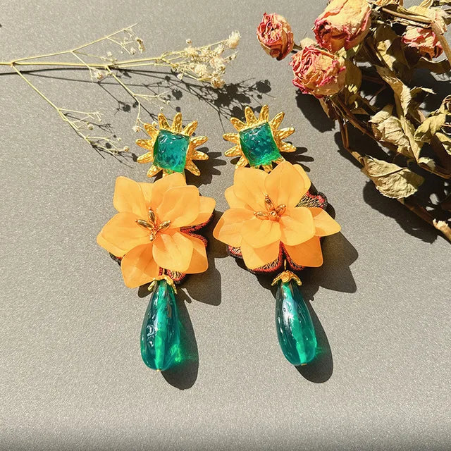 Pre Order:  Exaggerated Tassel Flower Earrings