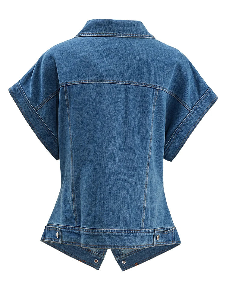 Pre Order:  Chic Irregular Denim Button Down Top