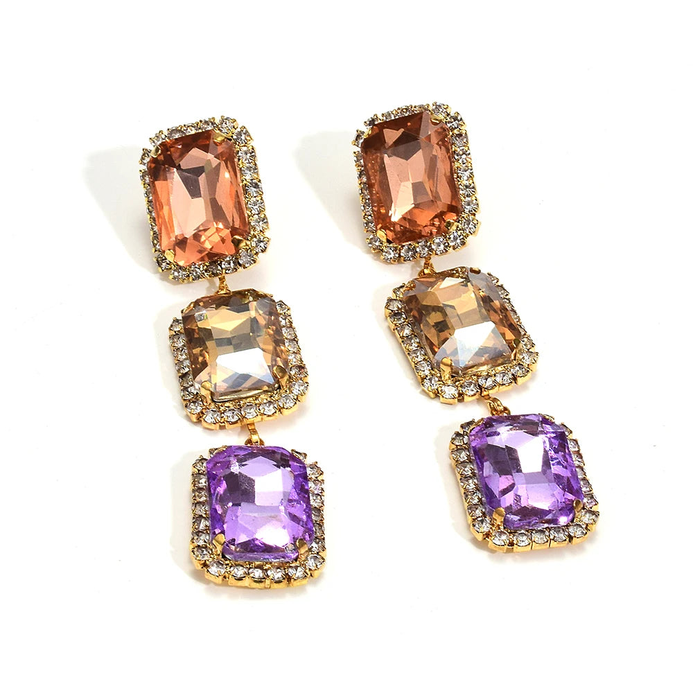 Pre Order:  Geometric Gemstones Dangle Earrings