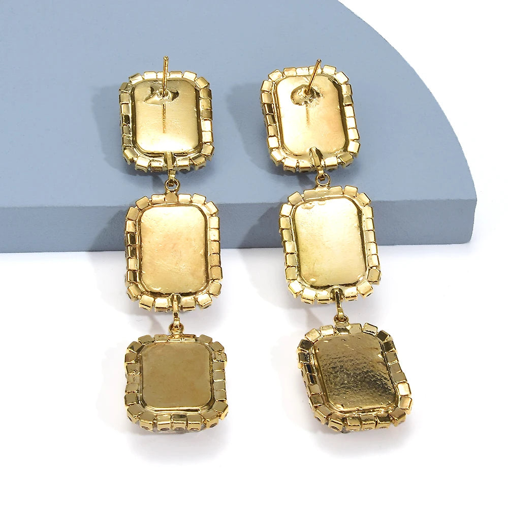 Pre Order:  Geometric Gemstones Dangle Earrings