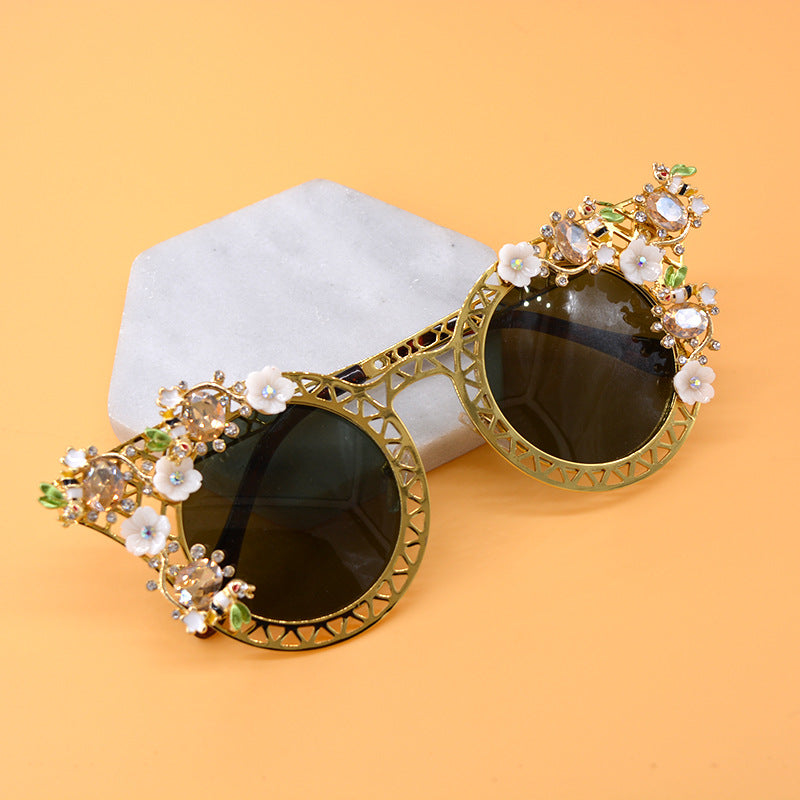 Pre Order:  Flower Vintage Hollow Frame Sunglasses