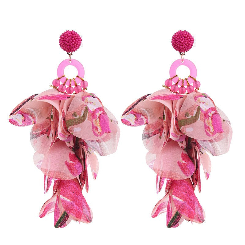 Pre Order:  Fabric Floral Dangle Earrings