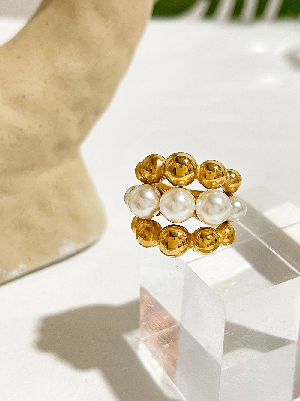 Pre Order:  Faux Pearl Multilayer Orbs Ring