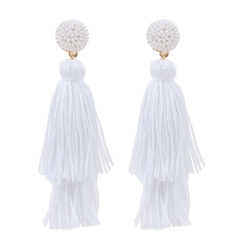 Pre Order:  Bohemian Double Layered Tassel Earrings