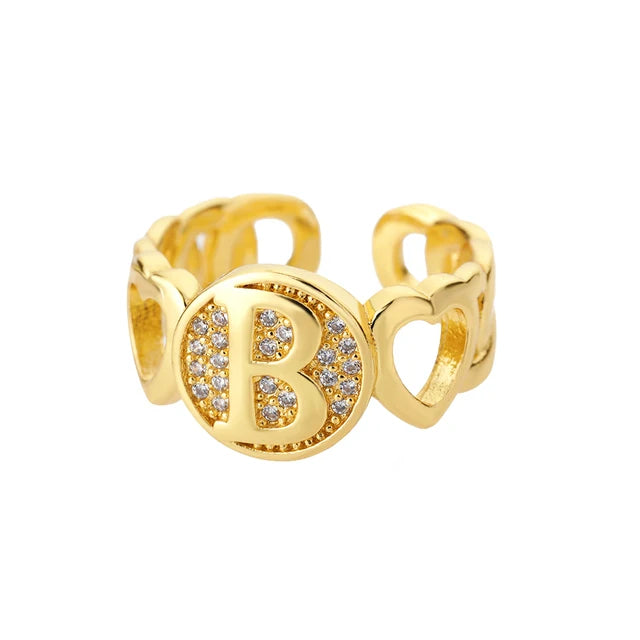 Pre Order:  Alphabet Gold Plated Resizable Ring