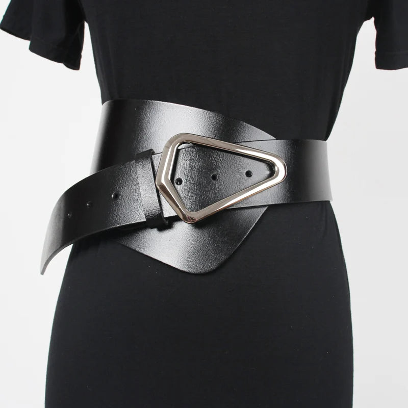 Irregular Leather Cinch Strap Belt