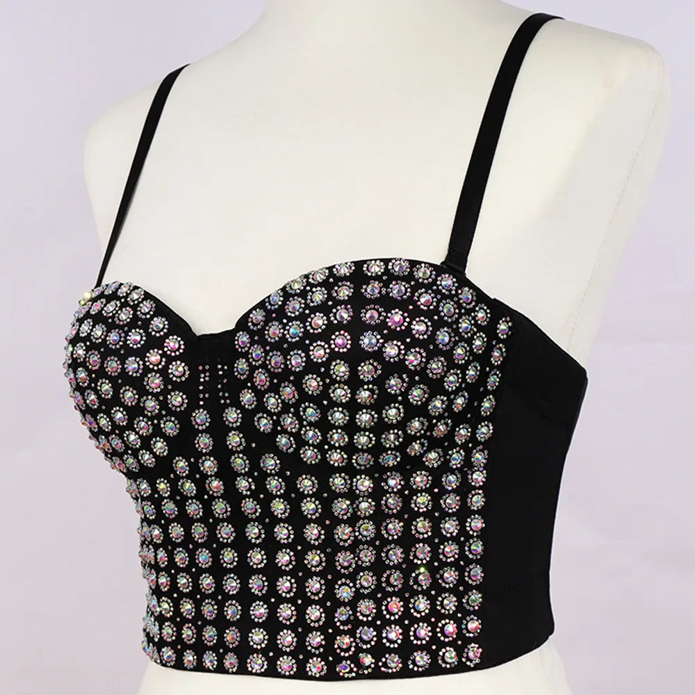 Pre Order:  Black Solid Crop Rivet Corset