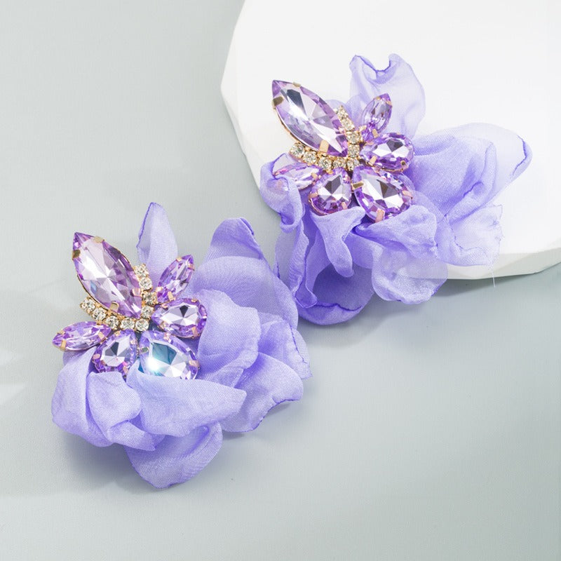 Pre Order:  Diamond Studded Flower Earrings