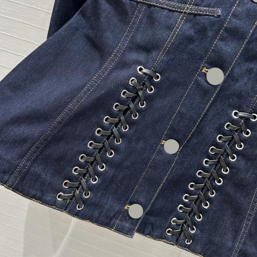 Pre Order:  Casual Lace-Up High Waisted Denim Jacket