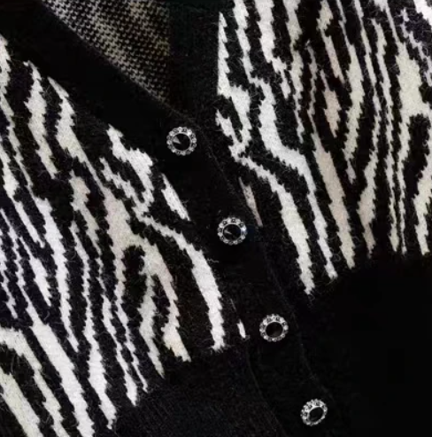 Pre Order:  Zebra Cropped Knitted Cardigan