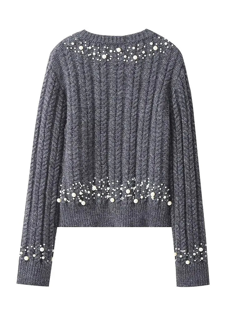 Pre Order:  Pearl Embellished Knitted Cardigan