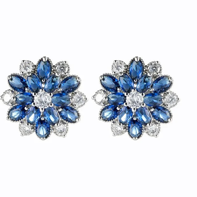 Pre Order:  Flower Crystal Zircon Clip Earrings