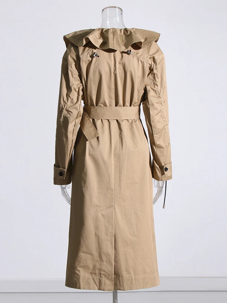 Pre Order:  Ruffled Collar Belted Trench Coat