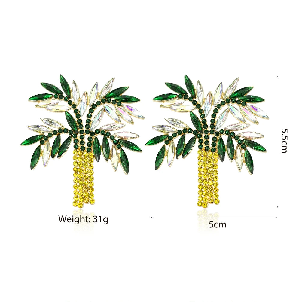 Pre Order:  Palm Tree Crystal Stud Earrings