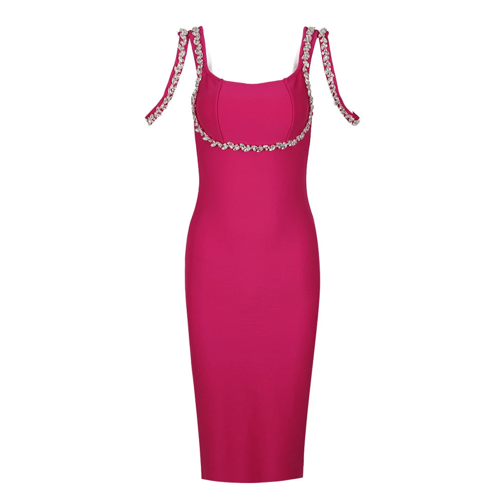 Diamond Spaghetti Strap Bandage Dress