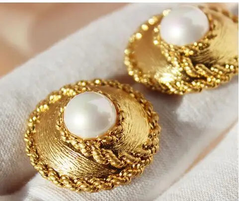 Pre Order:  Faux Pearl Electroplated Stud Earrings