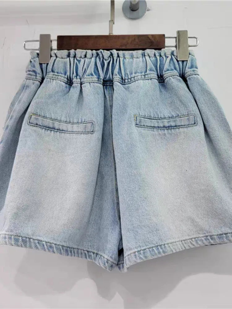 Pre Order:  Gemstone High Waist Denim Short Pants