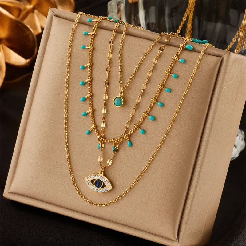 Pre Order:  Eye Charm Quadruplet Chain Necklace