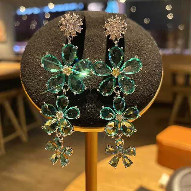 Pre Order: Candy Color Flower Zircon Earrings