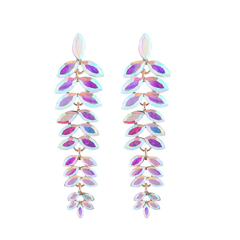 Pre Order:  Multi-Layered Diamond Leaf Flower Earrings