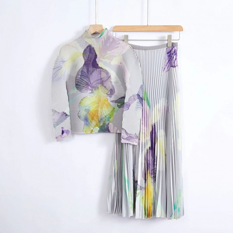 Orchids Top+Skirt Pleated Set - Pre Order: Ships Feb 29