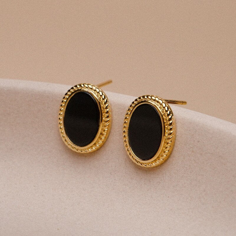 Pre Order:  Elegant Black Oval Zircons Stud Earrings