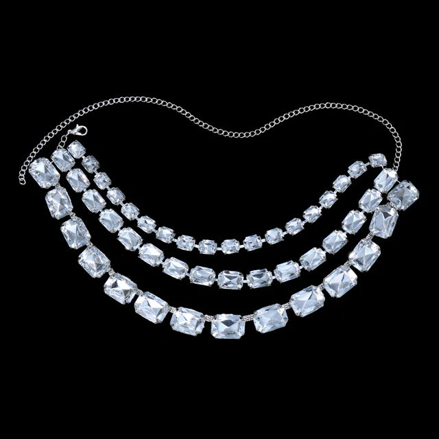 Pre Order:  Multi-Row Rhinestones Collar Necklace